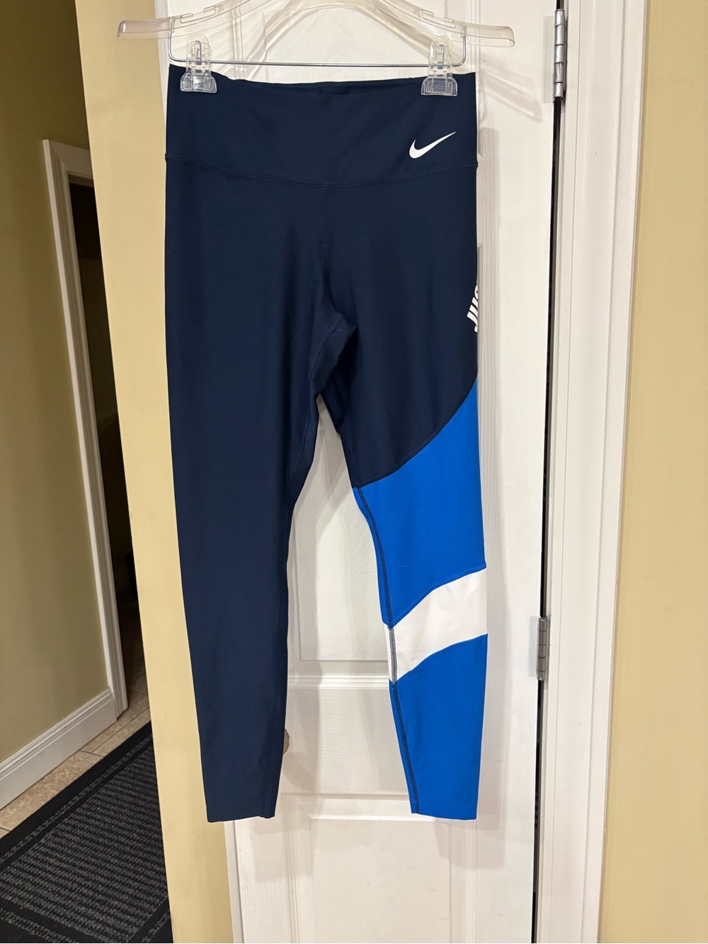 Nike Navy, Royal Blue and White Colorblock Leggings
